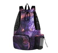 LINNIKEEEE Tigre Arrabbiata Viola Zaino Da Viaggio, Borsa A Sacco Con Coulisse Per La Palestra, Borsa Per Libri, Borsa Per Il Nuoto Per Ragazze Giovani