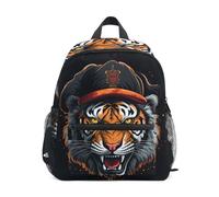 LINNIKEEEE Tigre Di Natale Fresca Zaino per Bambini Zaino per Libri Mini Borsa a Tracolla con Fischietto per Viaggi Da 1 a 6 Anni