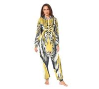 LINNIKEEEE Tigre Gialla Fredda Pigiama Intero con Cappuccio,Costume da Casa Tuta per Uomo Donna