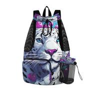 LINNIKEEEE Tigre Viola Zaino Da Viaggio, Borsa A Sacco Con Coulisse Per La Palestra, Borsa Per Libri, Borsa Per Il Nuoto Per Ragazze Giovani