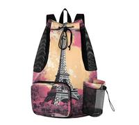 LINNIKEEEE Torre Floreale Rossa Zaino Da Viaggio, Borsa A Sacco Con Coulisse Per La Palestra, Borsa Per Libri, Borsa Per Il Nuoto Per Ragazze Giovani