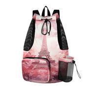 LINNIKEEEE Torre Rossa Parigi Zaino Da Viaggio, Borsa A Sacco Con Coulisse Per La Palestra, Borsa Per Libri, Borsa Per Il Nuoto Per Ragazze Giovani