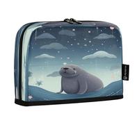 LINNIKEEEE Tricheco Simpatico Cartone Animato Astucci per Matite,Portapenne per Studenti Ragazze Ragazzi