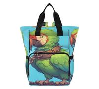 LINNIKEEEE Uccello Tropicale Della Catena Di Pappagalli Verdi Borsa per Pannolini Zaino da Viaggio Borse per Mamma di Grande Capacità per Papà Donne Ragazze