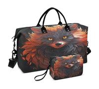 LINNIKEEEE Volpe Animale Sparata Arrabbiata Borsone da Viaggio Borsa da Palestra Borsa da Weekend con Borsa da Toilette per Ragazze Uomin