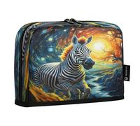 LINNIKEEEE Zebra Cartone Animato Blu Carino Astucci per Matite,Portapenne per Studenti Ragazze Ragazzi