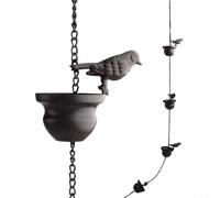 Linnkyfloa Catena antipioggia con design a forma di uccello, 2,4 m, in metallo, decorazione da giardino con gancio, campane a vento, campane in bronzo, estensione per balcone, patio, decorazione per