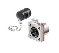 Linnkyfloa Connettore circolare impermeabile BD24 in metallo RJ45 per Ethernet a doppia porta 8P8C, alloggiamento nominale IP68 protegge da polvere e umidità, lega di rame (presa)