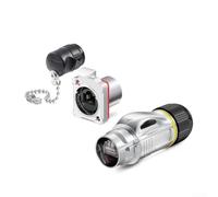 Linnkyfloa Connettore circolare impermeabile BD24 in metallo RJ45 per Ethernet a doppia porta 8P8C, alloggiamento classificato IP68, protegge da polvere e umidità, in lega di rame (set)