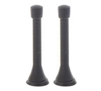 Linnkyfloa Fermaporta a molla in metallo, 2 pezzi, con piastra inferiore e viti, adatti per installazione a parete e porta, molla flessibile per assorbire la forza e prevenire danni (nero)