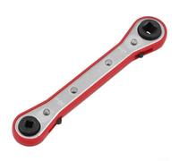 Linnkyfloa HVAC - Chiave a cricchetto a doppia testa per manutenzione della valvola di refrigerazione, corpo in acciaio al carbonio con finitura cromata, quattro misure di apertura 1/4 3/8 5/16 3/16