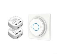 Linnkyfloa Kit interruttore della luce wireless, interruttore remoto autoalimentato RF433, 250 V 10 A, nessun cablaggio richiesto, interruttore da parete per casa, giardino, esterno, bianco (2