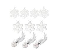 Linnkyfloa Ornamenti per albero di Natale fiocchi di neve e uccelli, decorazioni natalizie natalizie set con schiuma bianca decorazioni natalizie, ornamenti leggeri da appendere all'albero per