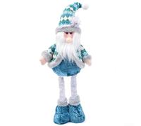 Linnkyfloa Ornamento natalizio retrattile, in tessuto blu, telescopico, Babbo Natale, pupazzo di neve, alce, 50 x 20 cm, decorazione per le vacanze, decorazione per casa, tavolo, camino, auto (anziani