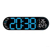 Linnkyfloa Orologio da parete digitale a LED con doppio allarme, visualizzazione della temperatura e della data, luminosità a 10 livelli di luminosità, timer per conto alla rovescia, camera da letto