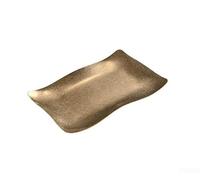 Linnkyfloa Piatto rettangolare ondulato in acciaio inossidabile, vassoio da portata per dessert, antipasti alla griglia, adatto per microonde, adatto per ristoranti (28 x 19 cm, oro)
