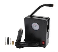 Linnkyfloa Pompa portatile per gonfiaggio pneumatici auto, 100 psi, con luce a LED, manometro, 3 ugelli e fusibili per auto, biciclette, palloni sportivi e anelli gonfiabili, colore nero, 12 V CC