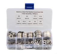 Linnkyfloa Set di rondelle assortite in acciaio 304 - Kit di rondelle da 3114 pezzi con diverse dimensioni fai da te, riparazione e utilizzo, resistenti, argento (684 pezzi)