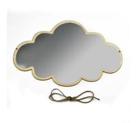 Linnkyfloa Specchio da parete a forma di nuvola per dormitorio e decorazione della stanza di trucco, realizzato con compensato di legno e materiali acrilici, include uno specchio decorativo ornamento