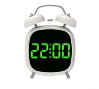 Linnkyfloa Sveglia digitale a doppia campana con display a LED da 10,2 cm con forte suoneria meccanica oltre 70 dB, funzionamento silenzioso, alimentazione USB o a batteria, in metallo ABS, per la