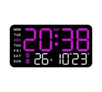 Linnkyfloa Sveglia digitale a LED da parete o da tavolo, temperatura data, settimana, attivazione vocale, fino a 5 livelli di regolazione della luminosità, ora legale, cavo USB (G)