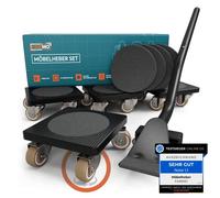 L'innovativo sollevatore mobili di FAIRMO - 4 ruote per mobili e 1 sollevatore mobili (in uscinetti antiscivolo) - Ruote rivestite in TPE - Set con ruote per spostare mobili (1)