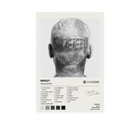 LINNPE Poster su tela autografato da Chris Brown Breezy con copertina di album musicale, decorazione artistica da parete per soggiorno, camera da letto, 50 x 75 cm