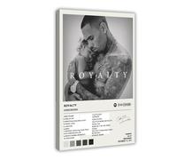 LINNPE Poster su tela autografato da Chris Brown Royalty Music con copertina di album musicale, decorazione per camera da letto, ufficio, camera da letto, regalo, 30 x 45 cm