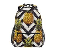 Linnyio Ananas Giallo Nero Bianco Zaino Scolastico per Ragazzi Ragazze,Borse per Libri e Studenti Alla Moda