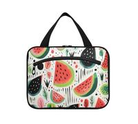 Linnyio Anguria Con Opere D'Arte Ad Acquerello Borsa da Trucco Cosmetica Viaggio Sospesa Borsa da Trucco Pieghevole di Grande Capacità per Il Bagno Delle Donne Delle