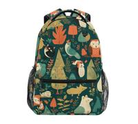 Linnyio Animali Della Foresta Graziosi Decorativi Zaino Scolastico per Ragazzi Ragazze,Borse per Libri e Studenti Alla Moda