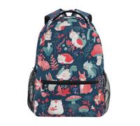 Linnyio Animali Della Foresta Pelosi Scuro Accogliente Zaino Scolastico per Ragazzi Ragazze,Borse per Libri e Studenti Alla Moda