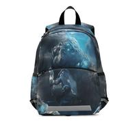 Linnyio Argento Gorilla Foresta Blu Zainetto per L'asilo 3-8 Anni,Zaino Scolastico per Bambini e Bimbi Piccoli,Motivo Cartone Animato