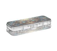 Linnyio Arte Astratta Del Teschio D'oro Astuccio Trasparente per Penne Matite Organizer per la Scuola e L'ufficio