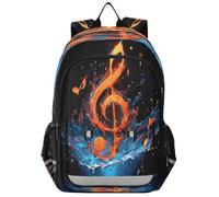 Linnyio Arte Creativa Dell'acqua Blu Musicale Infuocata Zaino Scolastico per Studenti,Zainetti per Bambini e Ragazzi,Ideali per La Scuola Viaggi