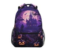 Linnyio Arte Della Zucca Di Halloween Zaino Scolastico per Ragazzi Ragazze,Borse per Libri e Studenti Alla Moda