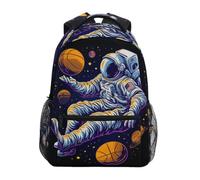 Linnyio Astronauta Basket Spazio Galleggiante Zaino Scolastico per Ragazzi Ragazze,Borse per Libri e Studenti Alla Moda