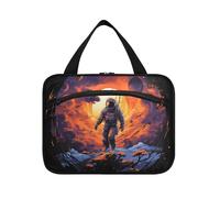 Linnyio Astronauta Con Opere D'Arte Ad Acquerello Borsa da Trucco Cosmetica Viaggio Sospesa Borsa da Trucco Pieghevole di Grande Capacità per Il Bagno Delle Donne Delle