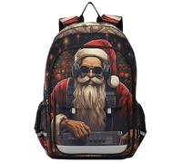 Linnyio Babbo Natale Dj Musica Creativa Zaino Scolastico per Studenti,Zainetti per Bambini e Ragazzi,Ideali per La Scuola Viaggi