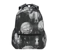 Linnyio Basket Nero Stile Bianco Zaino Scolastico per Ragazzi Ragazze,Borse per Libri e Studenti Alla Moda