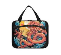 Linnyio Bel Gufo Blu Borsa da Trucco Cosmetica Viaggio Sospesa Borsa da Trucco Pieghevole di Grande Capacità per Il Bagno Delle Donne Delle