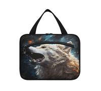 Linnyio Bel Lupo Che Ulula Borsa da Trucco Cosmetica Viaggio Sospesa Borsa da Trucco Pieghevole di Grande Capacità per Il Bagno Delle Donne Delle