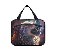 Linnyio Bel Lupo Che Ulula Borsa da Trucco Cosmetica Viaggio Sospesa Borsa da Trucco Pieghevole di Grande Capacità per Il Bagno Delle Donne Delle