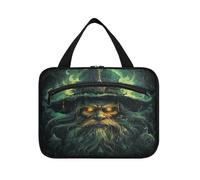 Linnyio Bel Teschio Verde Scuro Borsa da Trucco Cosmetica Viaggio Sospesa Borsa da Trucco Pieghevole di Grande Capacità per Il Bagno Delle Donne Delle