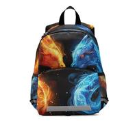 Linnyio Blu Drago Fiamme Rosse Colorate Zainetto per L'asilo 3-8 Anni,Zaino Scolastico per Bambini e Bimbi Piccoli,Motivo Cartone Animato