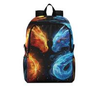 Linnyio Blu Drago Fiamme Rosse Colorate Zaino Pieghevole Impermeabile e Leggero,Ideale per Escursioni Viaggi e Campeggio
