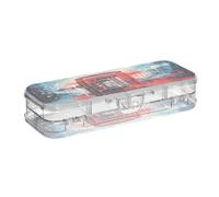 Linnyio Cabina Telefonica Acquerello Rosso Astuccio Trasparente per Penne Matite Organizer per la Scuola e L'ufficio