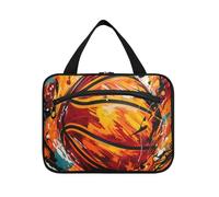 Linnyio Calcio Con Opere D'Arte Ad Acquerello Borsa da Trucco Cosmetica Viaggio Sospesa Borsa da Trucco Pieghevole di Grande Capacità per Il Bagno Delle Donne Delle