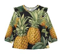 Linnyio Carta da Parati Ananas Tropicale Camicie da Notte da Donna,Pigiami a Maniche Lunghe Morbide Abbigliamento da Notte