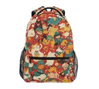 Linnyio Cartone Animato Colorato Gatti Vivace Zaino Scolastico per Ragazzi Ragazze,Borse per Libri e Studenti Alla Moda